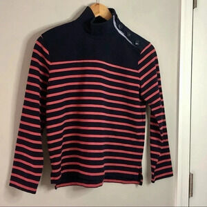 J. Crew High Neck Funnel Neck Sweater Nautical Striped Sweater Size XS Preppy